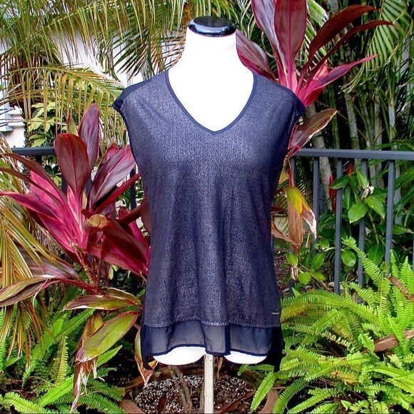 🍍3/$15🍍 Calvin Klein Shimmer & Mesh Detailed Tee - Picture 2 of 8